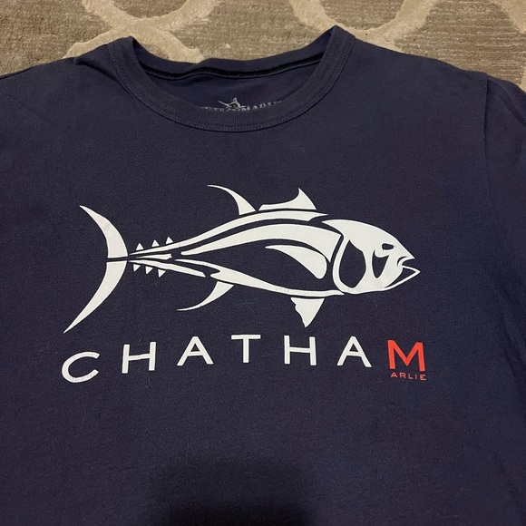 White Marlie Chatham Cape Cod Massachusetts T Shirt Navy Blue Boys Small - Picture 2 of 4